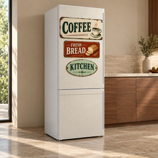 Vintage Kitchen Signs Fridge Wrap – Full Color Vinyl Refrigerator Decal