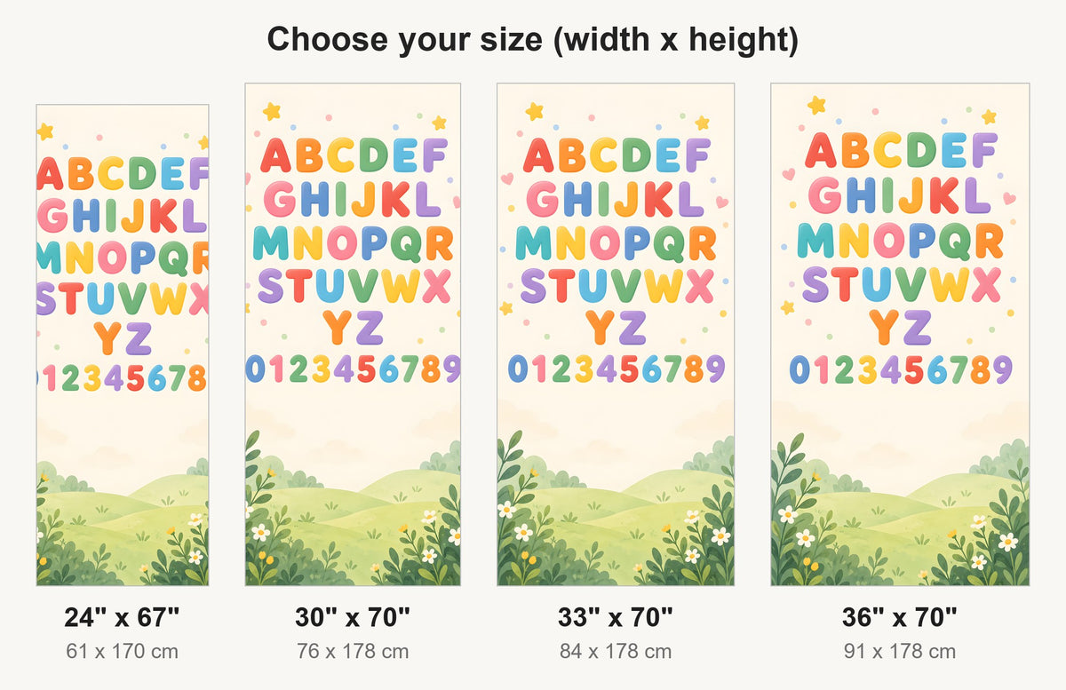 Alphabet & Numbers fridge wrap available sizes 24, 30, 33 and 36 inch