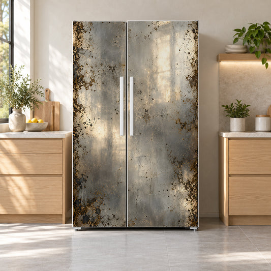 Antique Mirror Glass fridge wrap on a side-by-side refrigerator