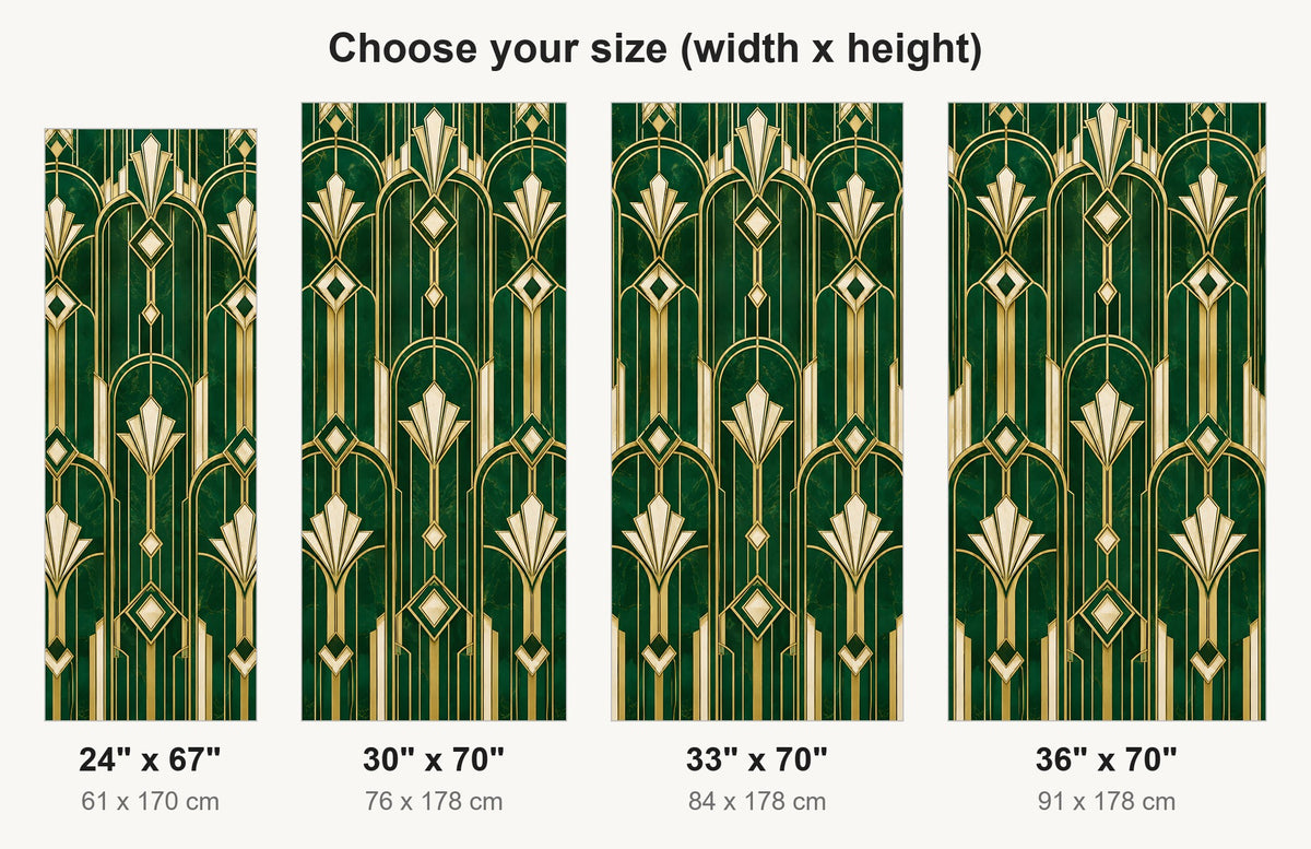 Art Deco Emerald & Brass fridge wrap available sizes 24, 30, 33 and 36 inch