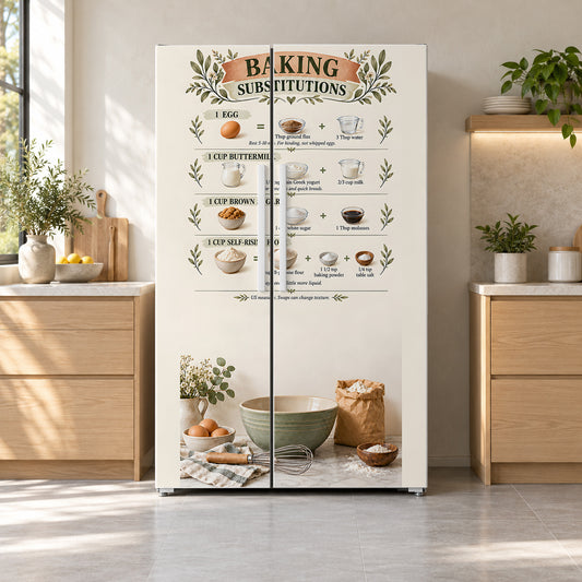 Baking Substitutions Chart fridge wrap on a side-by-side refrigerator