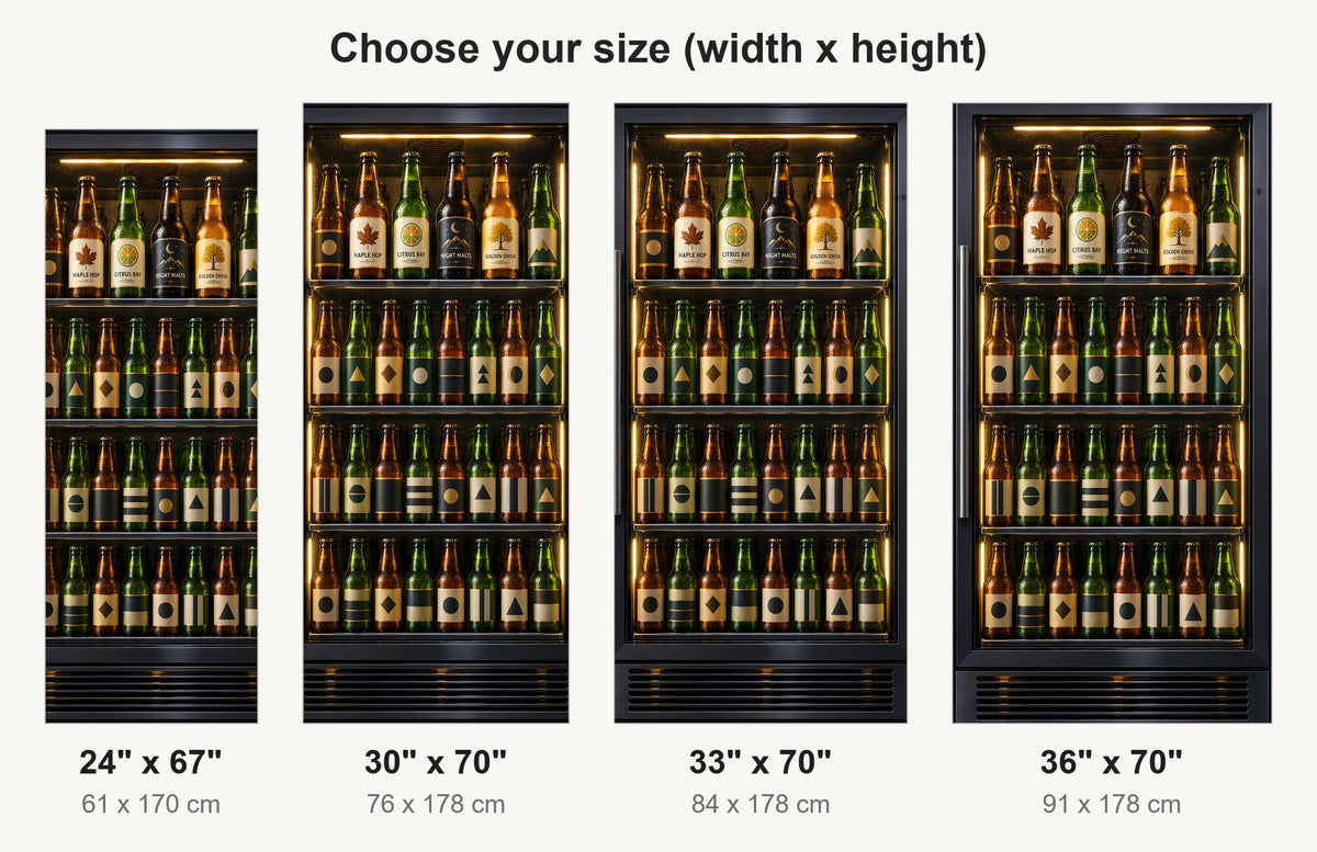 Beer Cooler Glass Door fridge wrap available sizes 24, 30, 33 and 36 inch