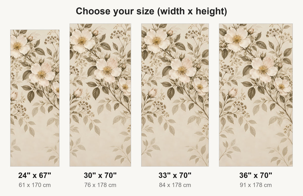 Beige Neutral Floral fridge wrap available sizes 24, 30, 33 and 36 inch