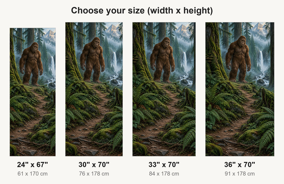 Bigfoot in the Forest fridge wrap available sizes 24, 30, 33 and 36 inch