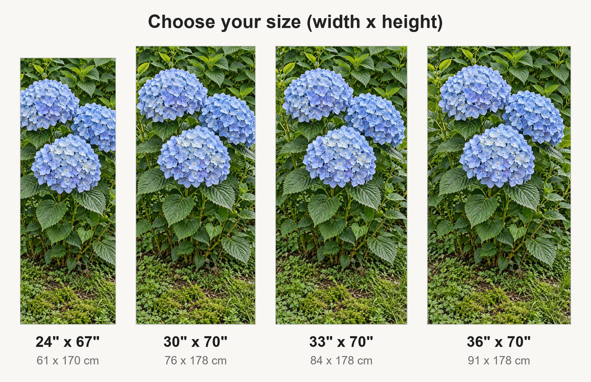 Blue Hydrangea fridge wrap available sizes 24, 30, 33 and 36 inch