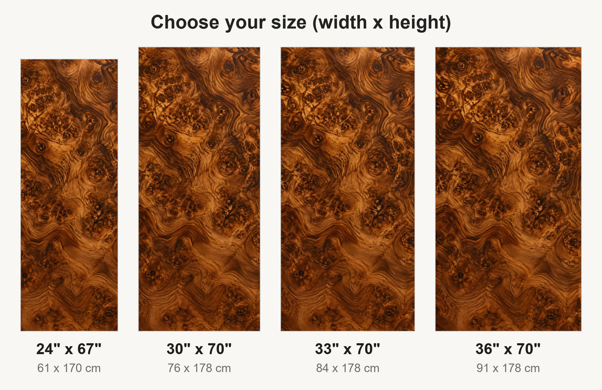 Burl Wood fridge wrap available sizes 24, 30, 33 and 36 inch