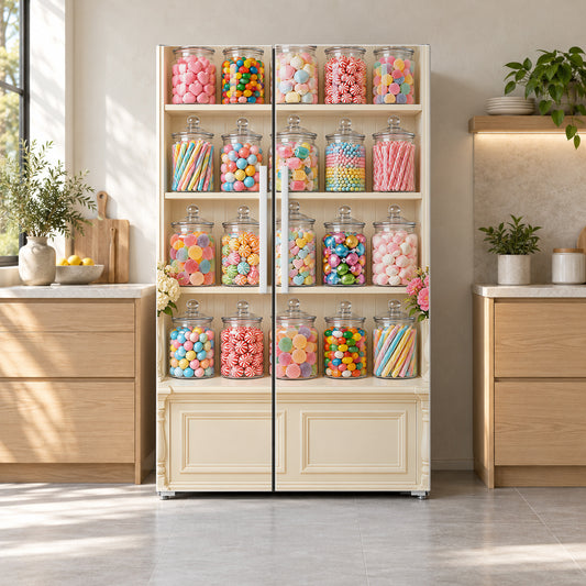 Candy Shop Jars fridge wrap on a side-by-side refrigerator