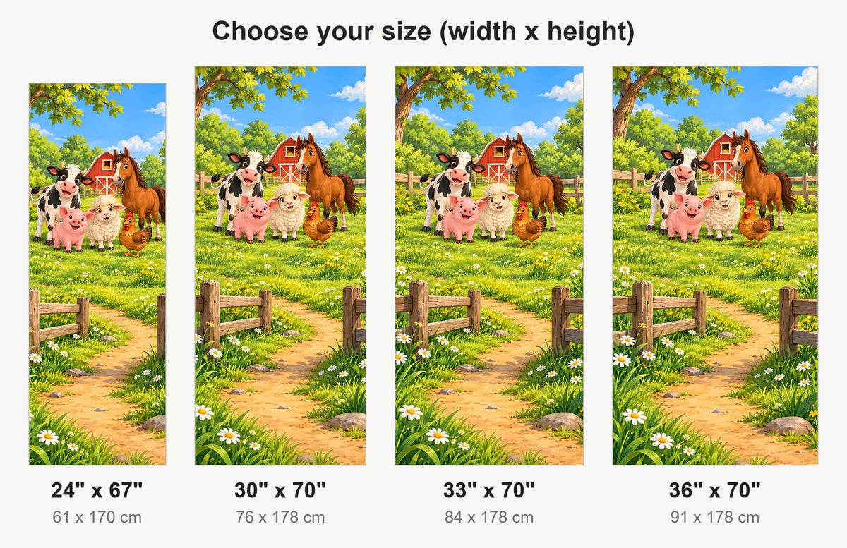 Cartoon Farm Animals fridge wrap available sizes 24, 30, 33 and 36 inch