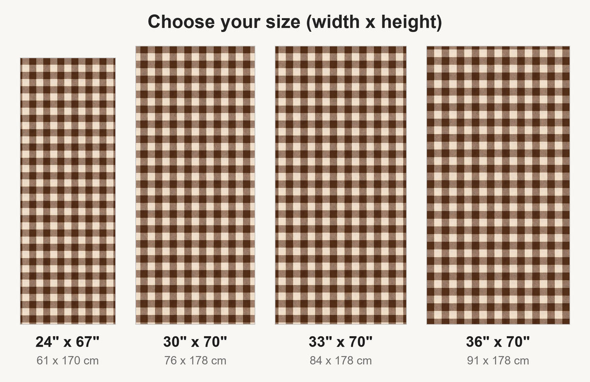 Chocolate Brown Gingham fridge wrap available sizes 24, 30, 33 and 36 inch