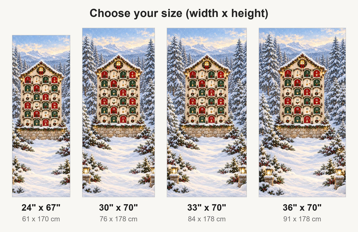 Christmas Advent Calendar Doors fridge wrap available sizes 24, 30, 33 and 36 inch