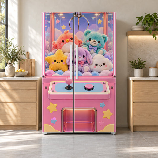 Claw Machine Arcade fridge wrap on a side-by-side refrigerator