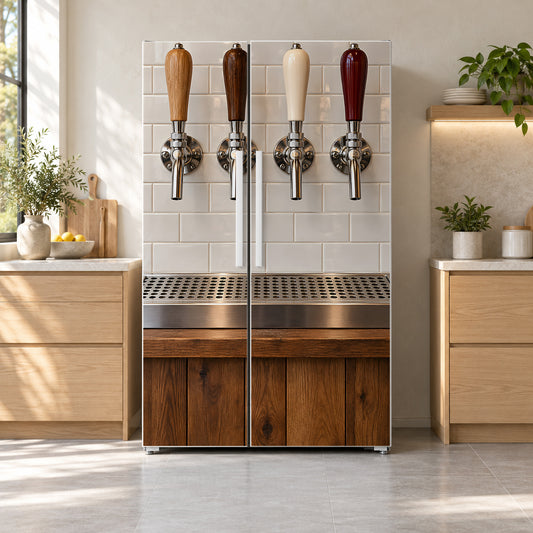 Craft Beer Tap Wall fridge wrap on a side-by-side refrigerator