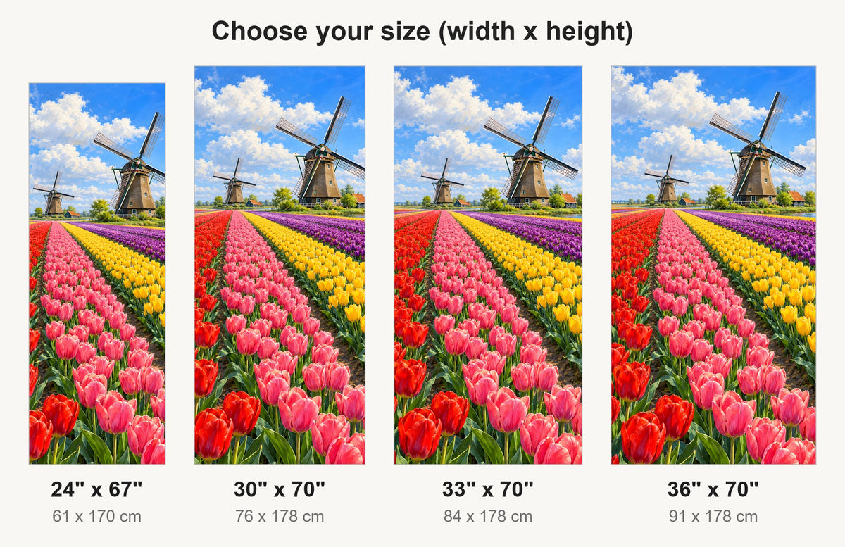 Dutch Windmills & Tulip Fields fridge wrap available sizes 24, 30, 33 and 36 inch