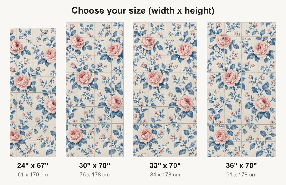 Floral Wallpaper Tile fridge wrap available sizes 24, 30, 33 and 36 inch