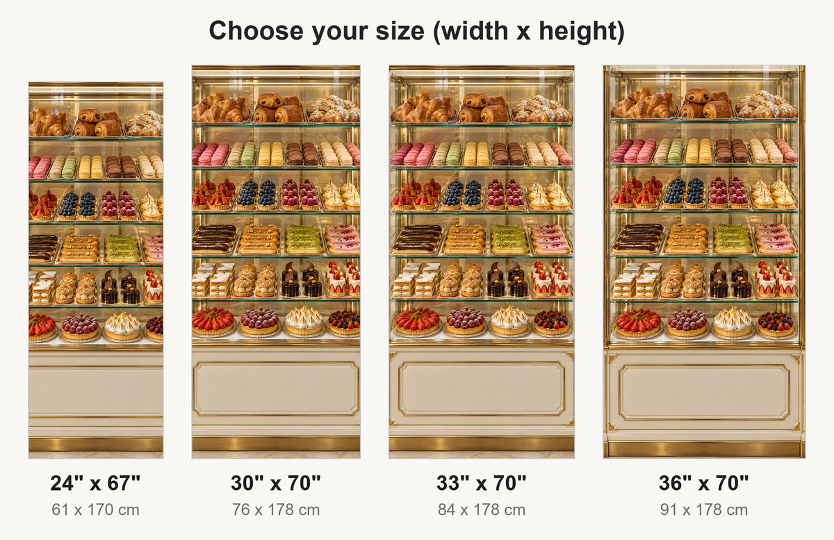 French Pastry Display Case fridge wrap available sizes 24, 30, 33 and 36 inch