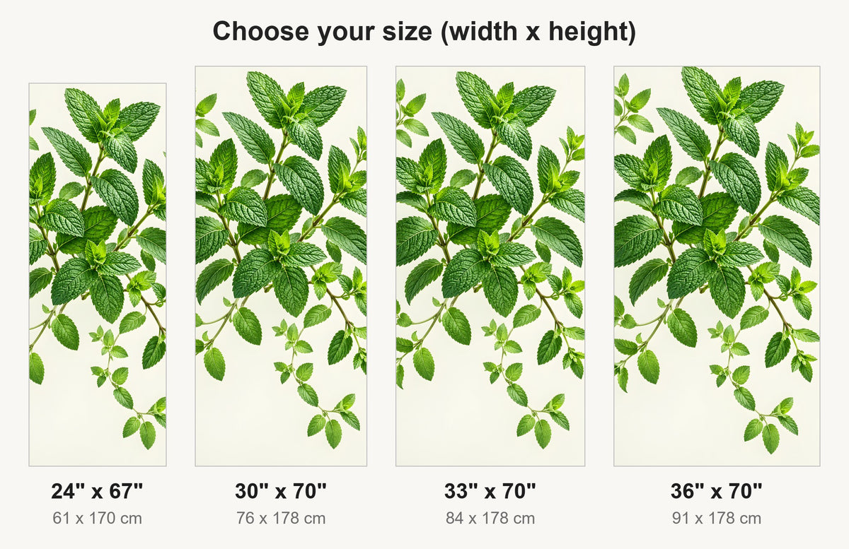 Fresh Mint Leaves fridge wrap available sizes 24, 30, 33 and 36 inch