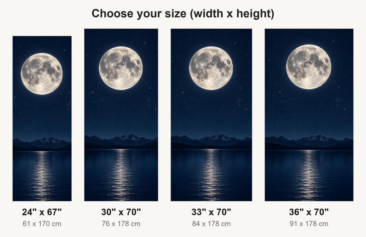Full Moon over Lake fridge wrap available sizes 24, 30, 33 and 36 inch
