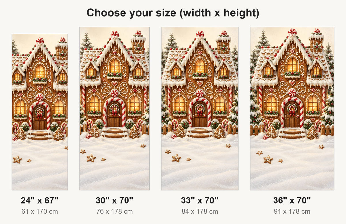 Gingerbread House fridge wrap available sizes 24, 30, 33 and 36 inch
