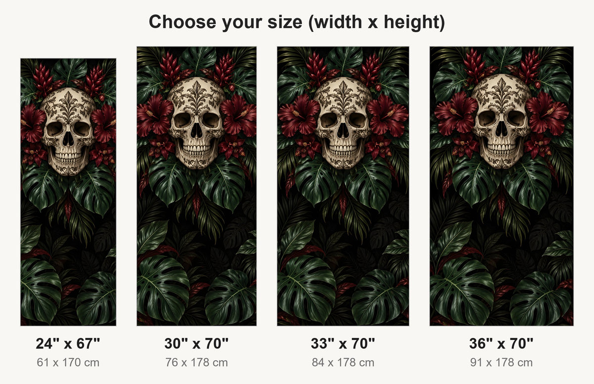 Gothic Tropical Skull fridge wrap available sizes 24, 30, 33 and 36 inch