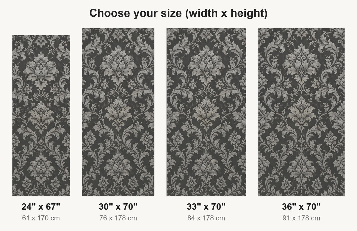 Grey Damask fridge wrap available sizes 24, 30, 33 and 36 inch