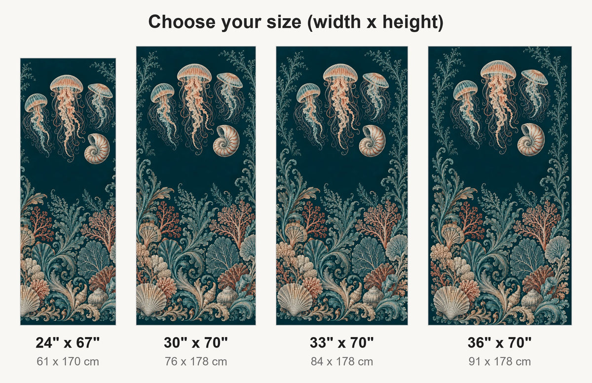 Haeckel-Inspired Sea Creatures fridge wrap available sizes 24, 30, 33 and 36 inch