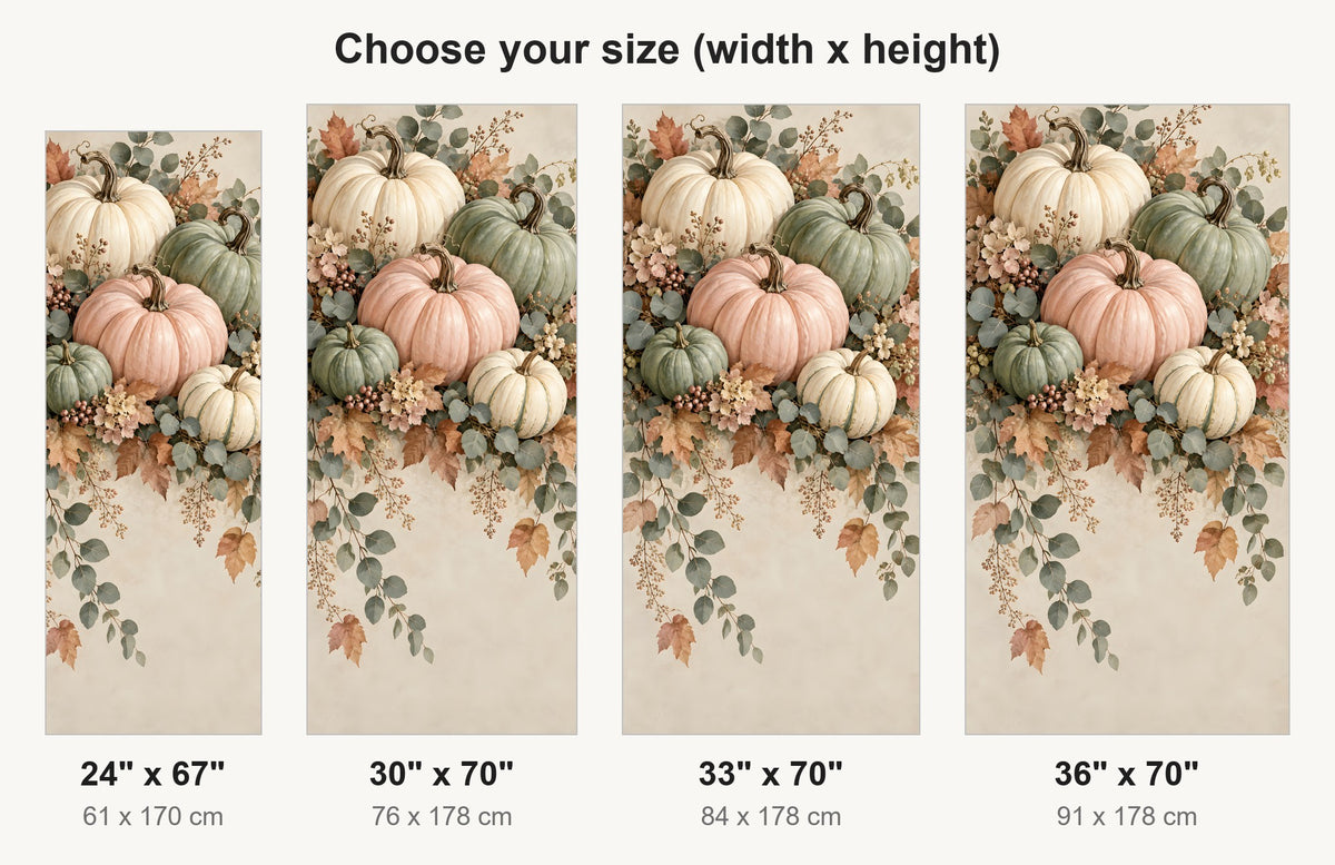 Heirloom Pastel Pumpkins fridge wrap available sizes 24, 30, 33 and 36 inch