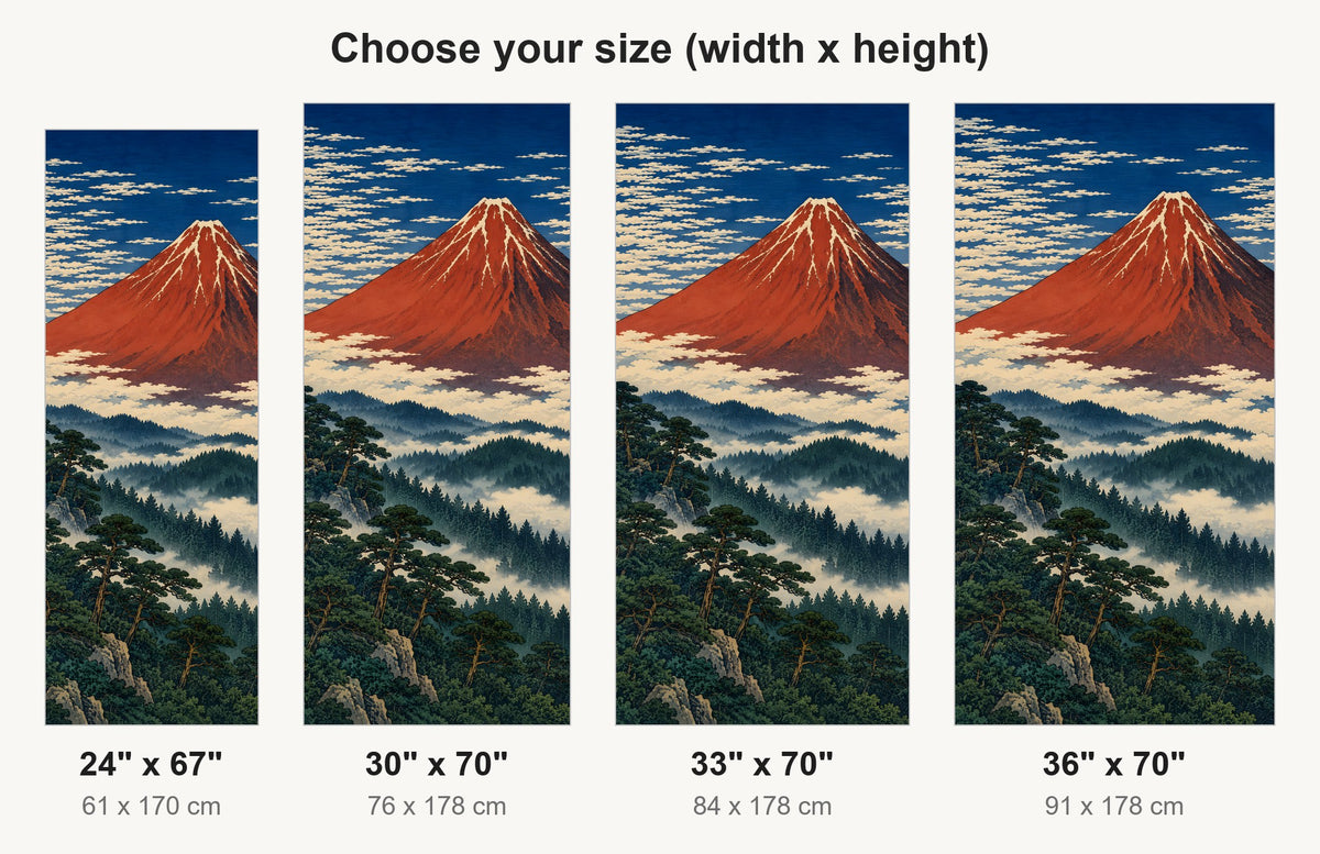 Hokusai-Inspired Red Fuji fridge wrap available sizes 24, 30, 33 and 36 inch
