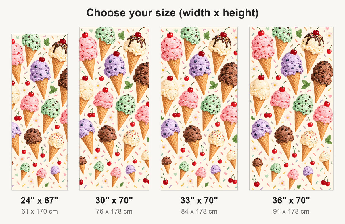 Ice Cream Cones fridge wrap available sizes 24, 30, 33 and 36 inch
