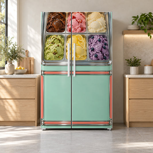 Ice Cream Parlor Freezer fridge wrap on a side-by-side refrigerator