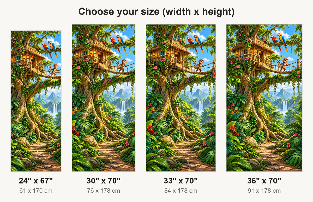 Jungle Treehouse fridge wrap available sizes 24, 30, 33 and 36 inch