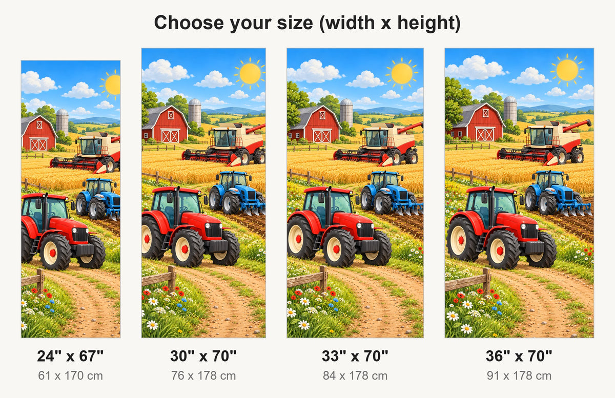 Kids Tractors on the Farm fridge wrap available sizes 24, 30, 33 and 36 inch