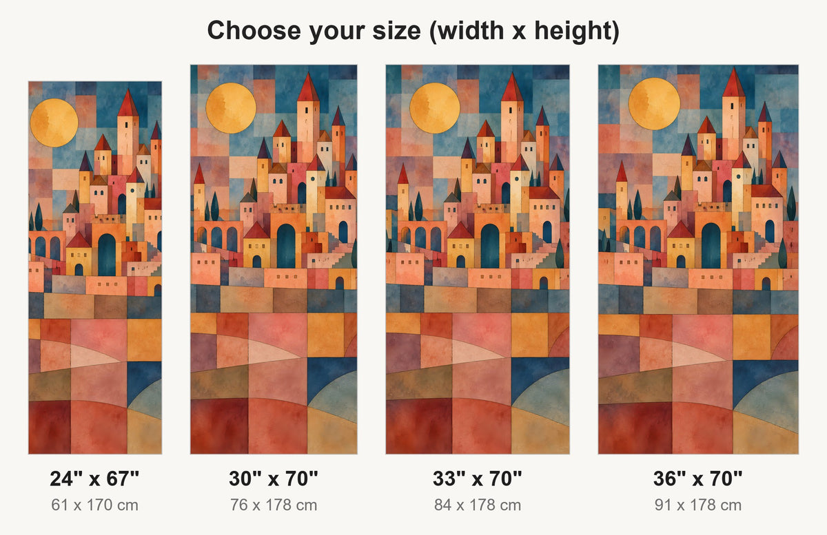 Klee-Inspired Castle & Sun fridge wrap available sizes 24, 30, 33 and 36 inch