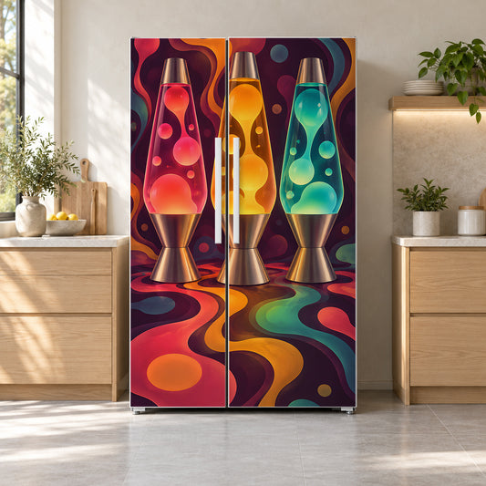Lava Lamps fridge wrap on a side-by-side refrigerator