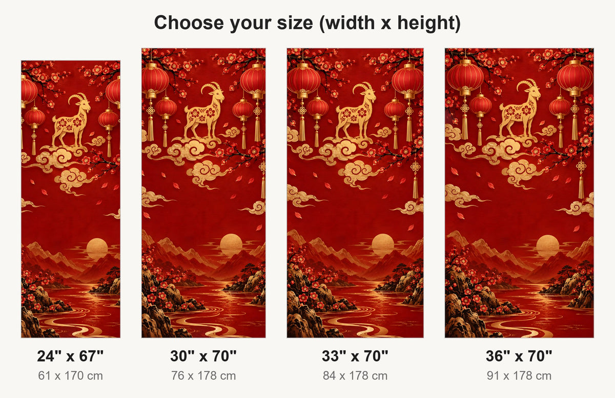 Lunar New Year Red & Gold fridge wrap available sizes 24, 30, 33 and 36 inch