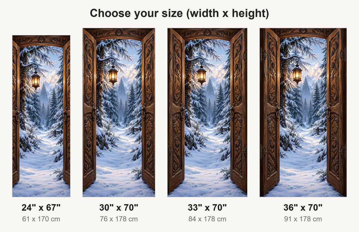 Magic Wardrobe Snowy Forest fridge wrap available sizes 24, 30, 33 and 36 inch