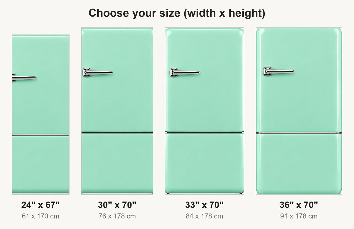 Mint Retro Fridge Look fridge wrap available sizes 24, 30, 33 and 36 inch