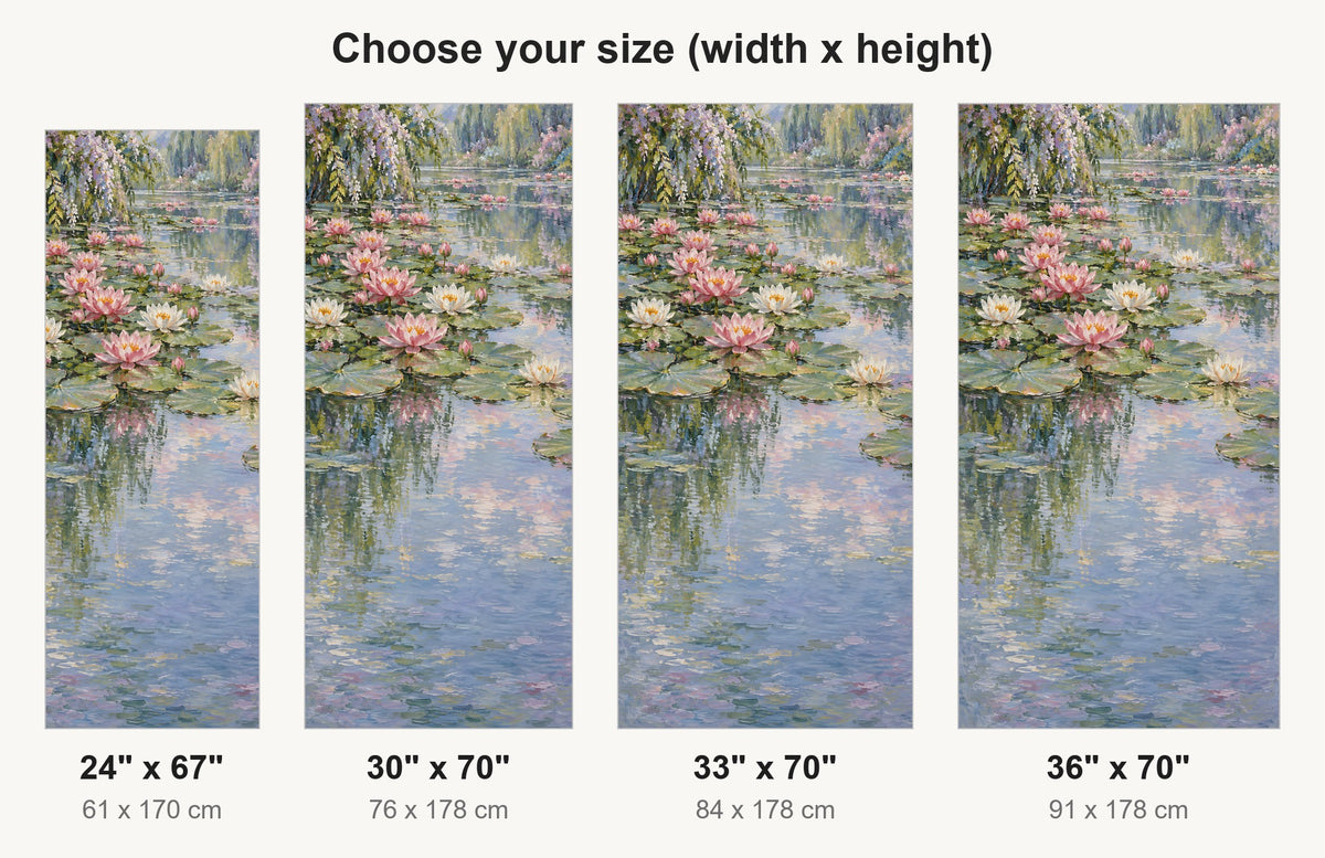 Monet Inspired Water Lilies fridge wrap available sizes 24, 30, 33 and 36 inch