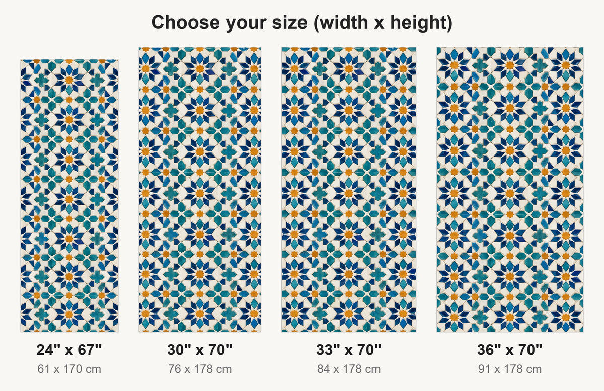 Moroccan Tiles fridge wrap available sizes 24, 30, 33 and 36 inch