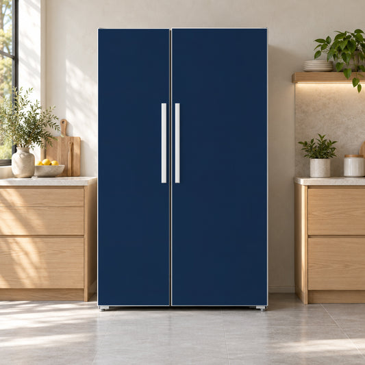 Navy Blue fridge wrap on a side-by-side refrigerator