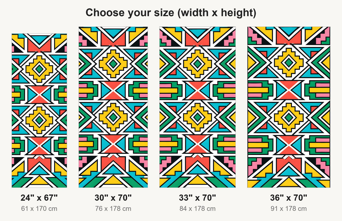 Ndebele Geometric fridge wrap available sizes 24, 30, 33 and 36 inch