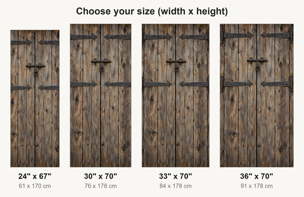 Old Barn Door fridge wrap available sizes 24, 30, 33 and 36 inch