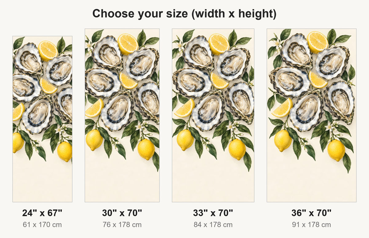 Oysters & Lemons fridge wrap available sizes 24, 30, 33 and 36 inch
