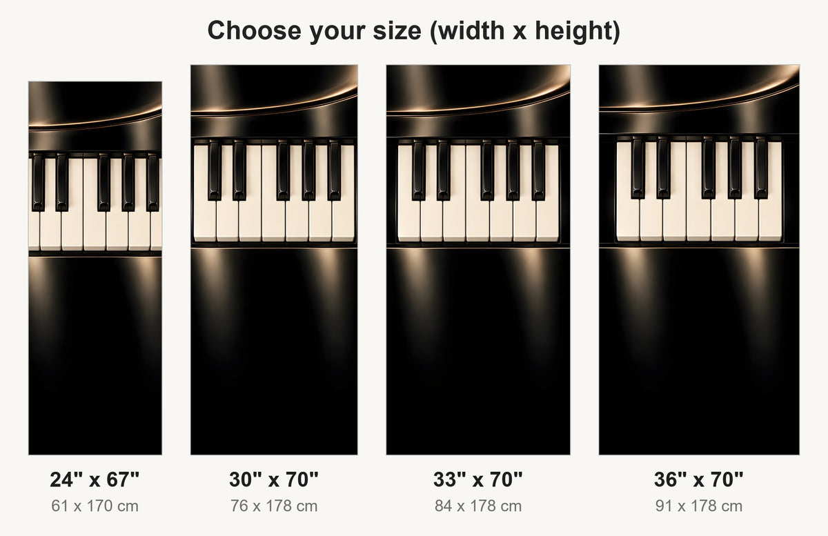 Piano Keys fridge wrap available sizes 24, 30, 33 and 36 inch