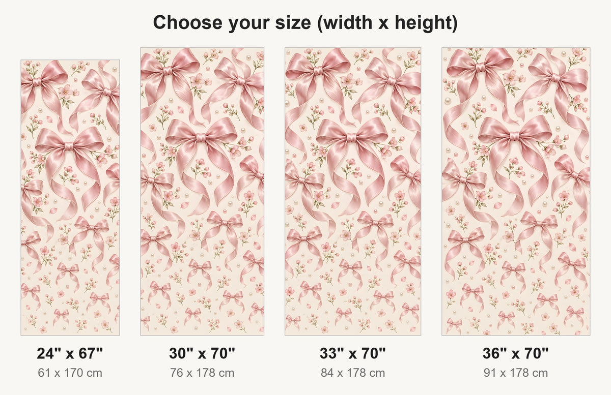 Pink Coquette Bows fridge wrap available sizes 24, 30, 33 and 36 inch