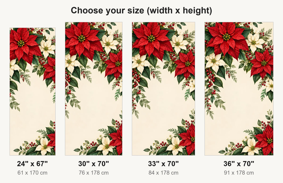 Poinsettias fridge wrap available sizes 24, 30, 33 and 36 inch