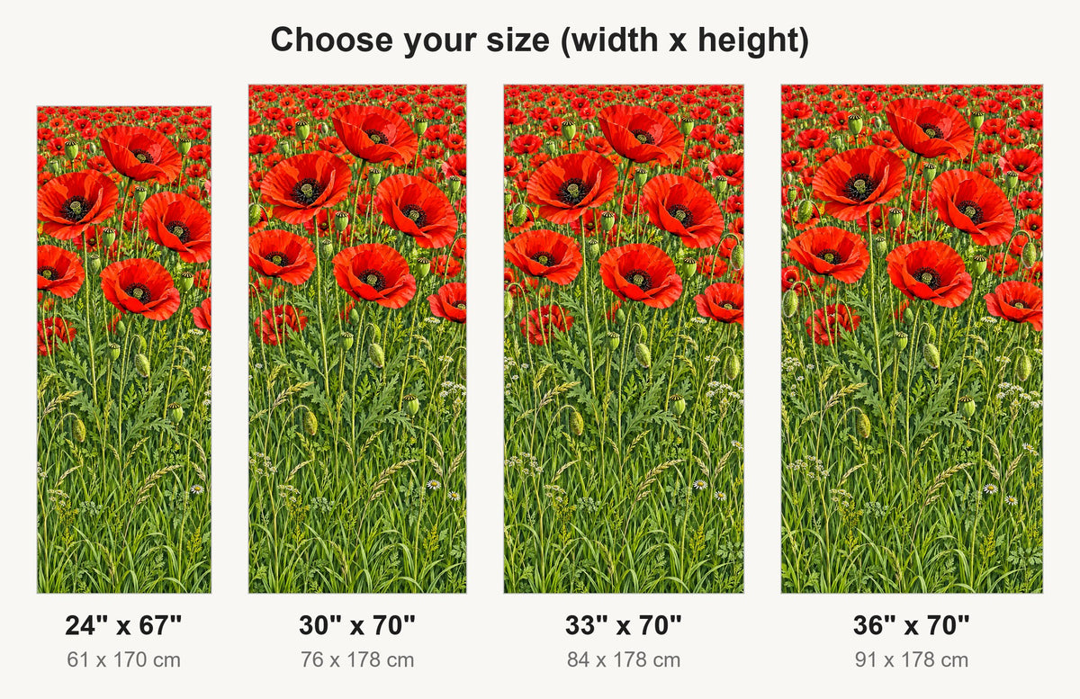 Poppy Field fridge wrap available sizes 24, 30, 33 and 36 inch