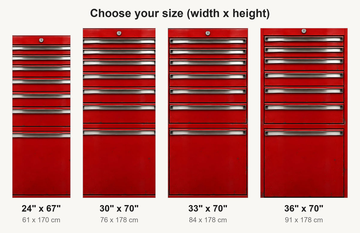 Red Tool Chest fridge wrap available sizes 24, 30, 33 and 36 inch