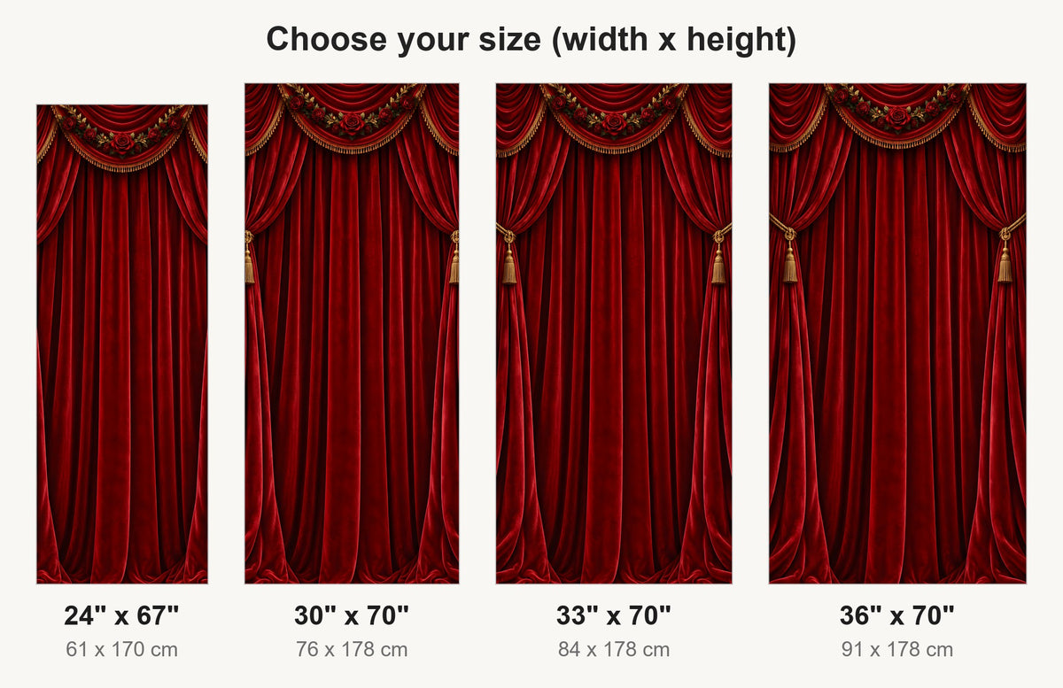 Red Velvet Theater Curtain fridge wrap available sizes 24, 30, 33 and 36 inch