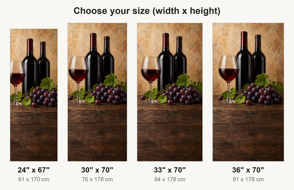 Red Wine & Grapes fridge wrap available sizes 24, 30, 33 and 36 inch