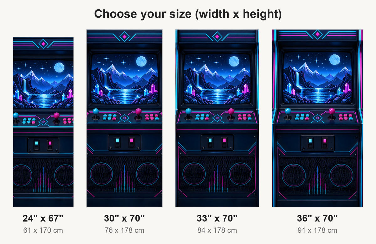 Retro Arcade Cabinet fridge wrap available sizes 24, 30, 33 and 36 inch